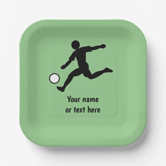 Player Scoring a Goal - UK Football themed Paper Plate (Front)