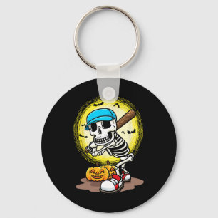 Player Skeleton Softball Halloween Kids Boys Key Ring