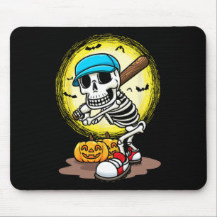 Player Skeleton Softball Halloween Kids Boys Mouse Mat