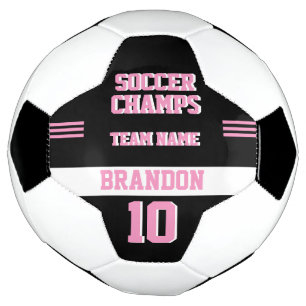 player sport soccer champs black pink personalised football