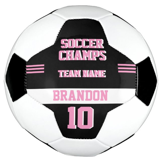 player sport soccer champs black pink personalised football (Rotated)