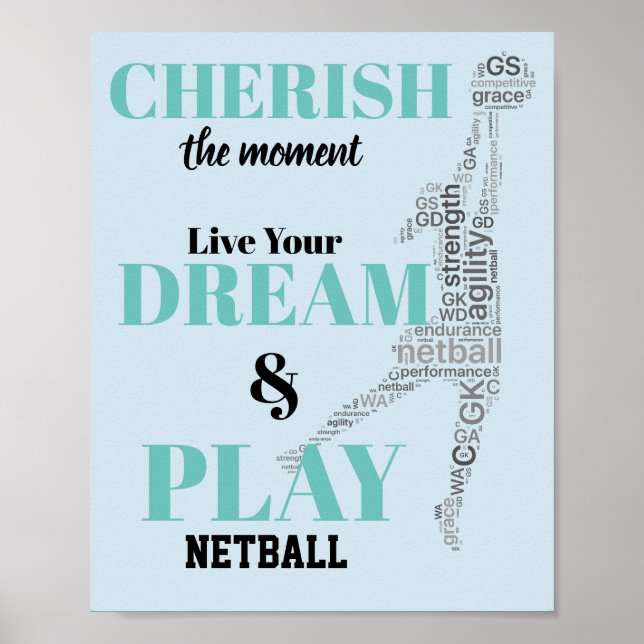 Player Themed Motivational Netball Quote Poster (Front)