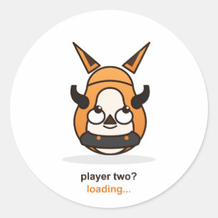 Player Two Loading Cute Gamer Fox Controller Classic Round Sticker