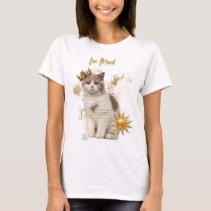 Playera Leo Cat T-Shirt, Zodiac Cat Art Shirt