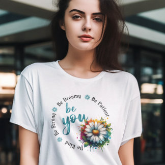 Playera Watercolor Flower Design and Motivacional T-Shirt