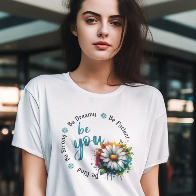 Playera Watercolor Flower Design and Motivacional T-Shirt (Creator Uploaded)