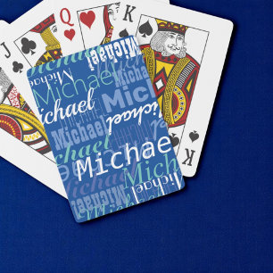 Player's Name Custom Blue Playing Cards