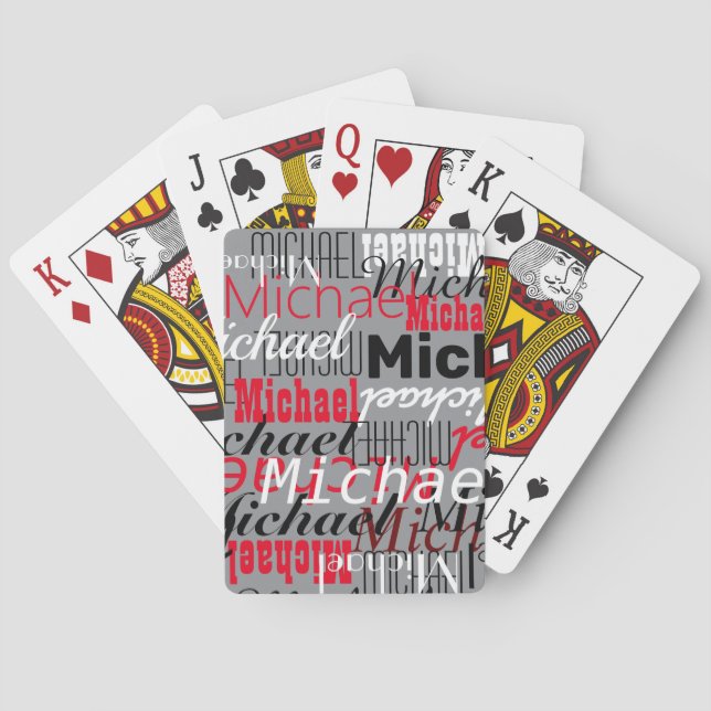 Player's Name Custom Grey  Playing Cards (Back)