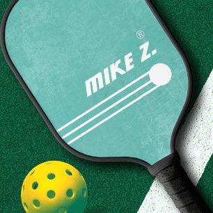 Player's Name on Aged Teal Pickleball Paddle