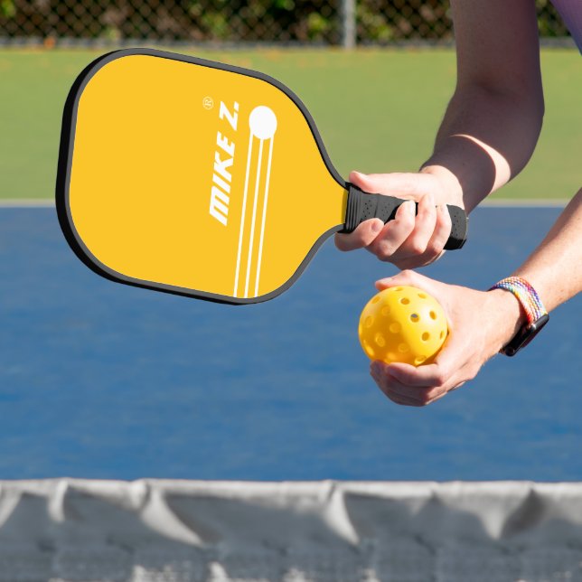 Players Name Three Stripes Yellow Pickleball Paddle (Insitu)