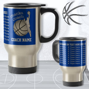 Player's Names Basketball Coach Gifts PERSONALIZED Travel Mug