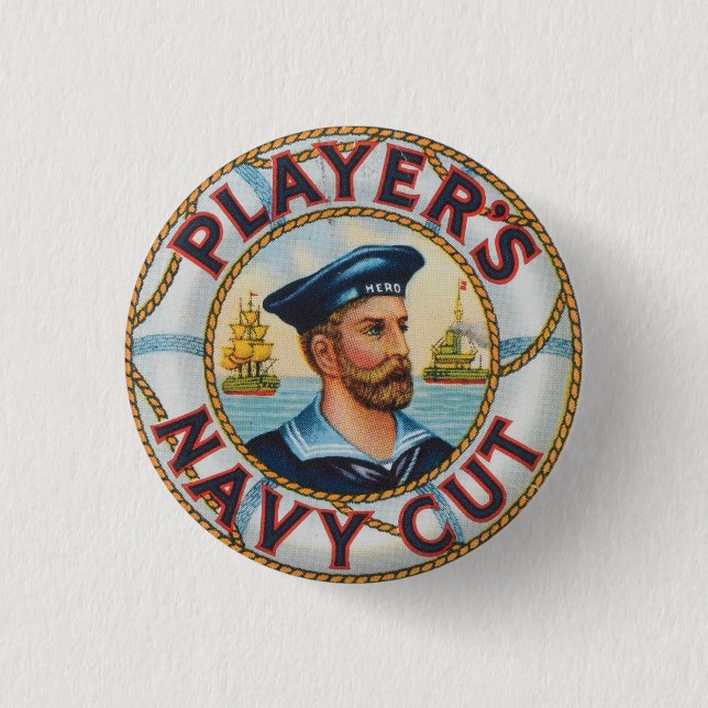 Players Navy Cut 3 Cm Round Badge (Front)