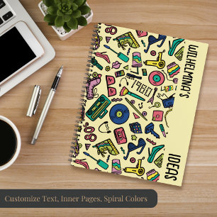 Playful 1980s Doodle Art Pattern Notebook