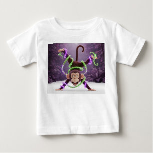 Playful 3D Animated Monkey Handstand with Neon Glo Baby T-Shirt