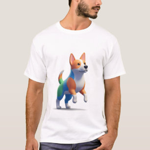 Playful 3D Colourful Dog Character Mascot T-Shirt