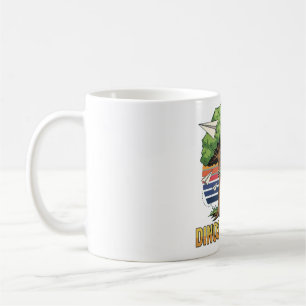 Playful 80s Dino Hugging Tree Tee – Eco-Friendly ' Coffee Mug