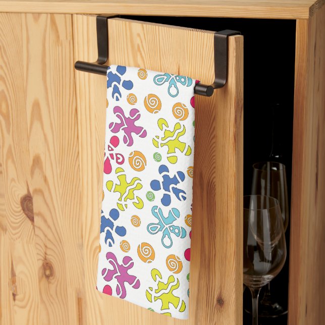 Playful Abstract Doodle Shapes Tea Towel (Thirds Fold)