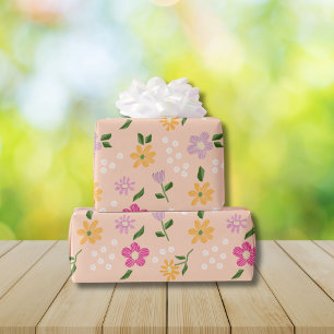 Playful Abstract Flowers Wrapping Paper