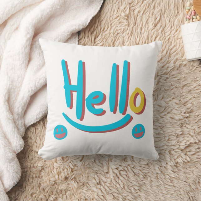 Playful Abstract Hello Pattern Art Cushion (Blanket)