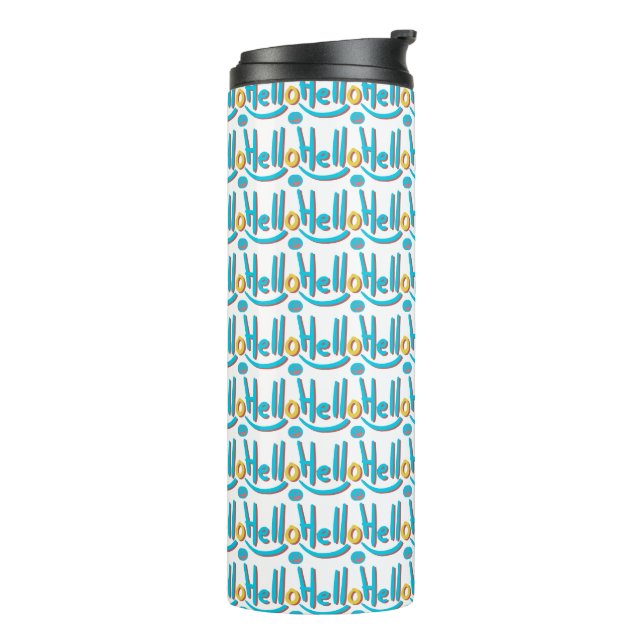 Playful Abstract Hello Pattern Art Thermal Tumbler (Rotated Left)