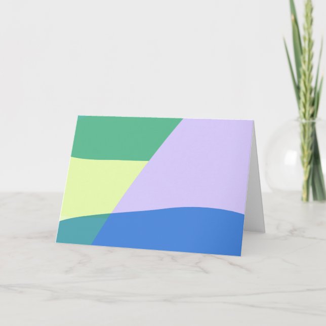 Playful Abstract Pastel Colour Block Lavender Gree Card (Front)