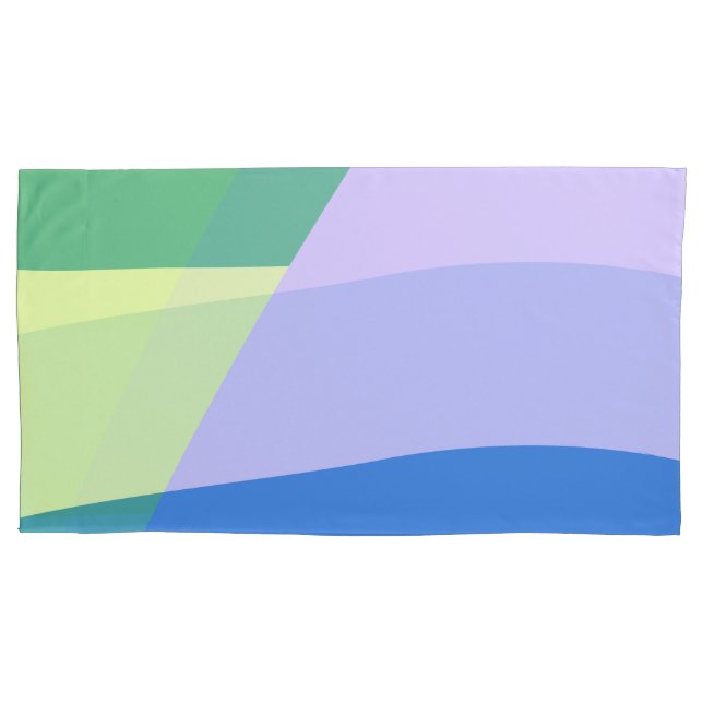 Playful Abstract Pastel Colour Block Lavender Gree Pillowcase (Front-Left)