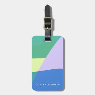 Playful Abstract Pastel Colour Block Personalised Luggage Tag