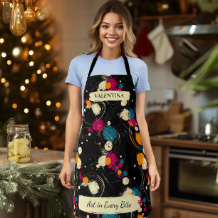 Playful Abstract Splatter Apron with Custom Name