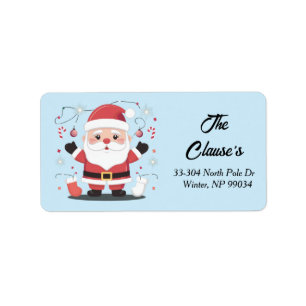 Playful Adorable Santa Claus Return Address Label