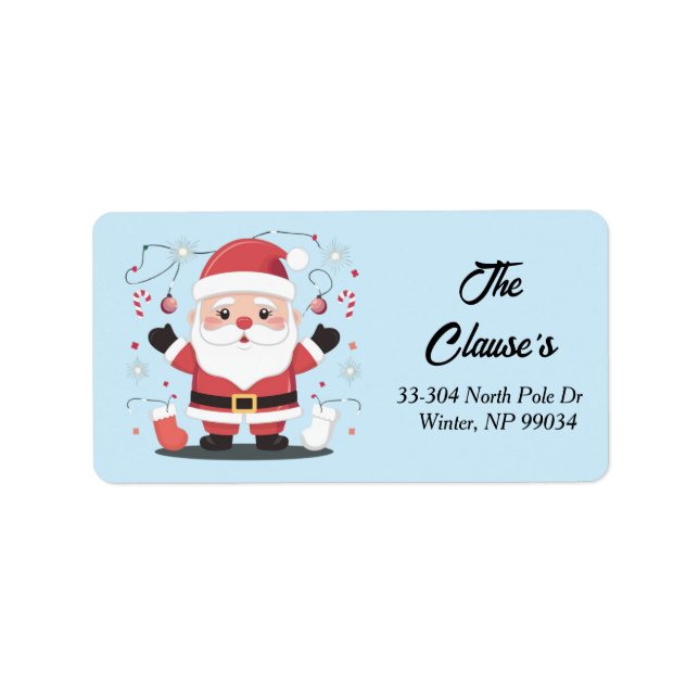 Playful Adorable Santa Claus Return Address Label (Front)