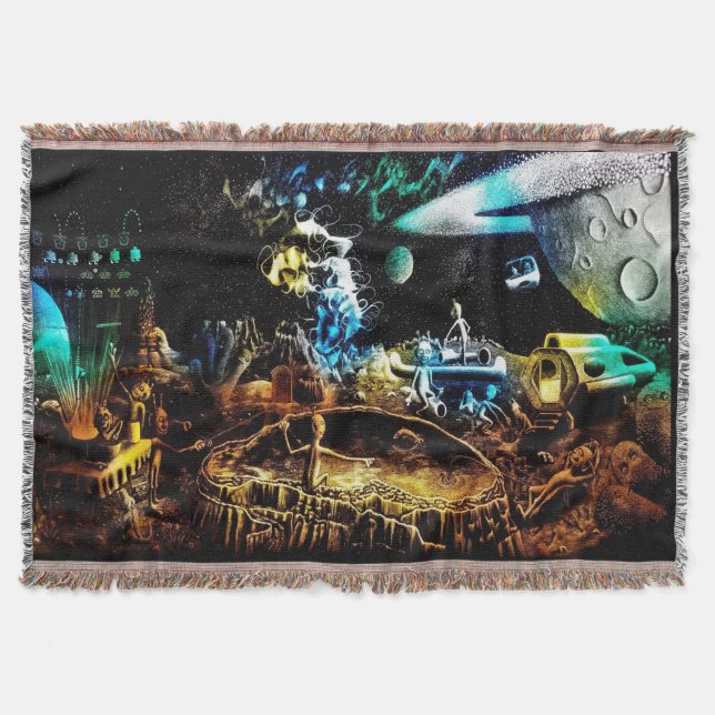 Playful Aliens Throw Blanket (Front)