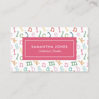Playful Alphabet Substitute Teacher Business Card