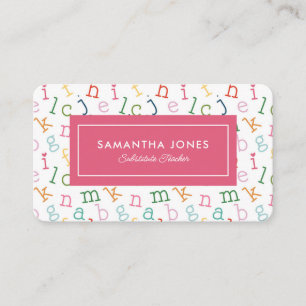 Playful Alphabet Substitute Teacher Business Card