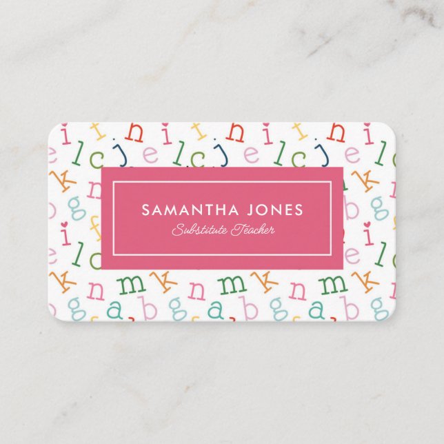 Playful Alphabet Substitute Teacher Business Card (Front)