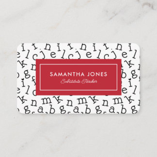 Playful Alphabet Substitute Teacher Contact Info Business Card