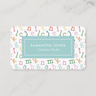 Playful Alphabet Substitute Teacher Contact Info Business Card