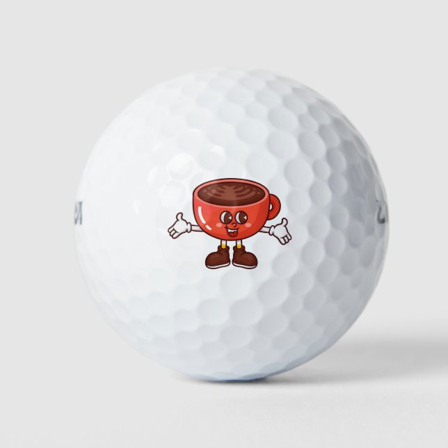 Playful and Funny Cartoon Coffee Cup Golf Balls (Front)