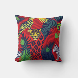 Playful Animal Prints Pillow - Vibrant Decorative 