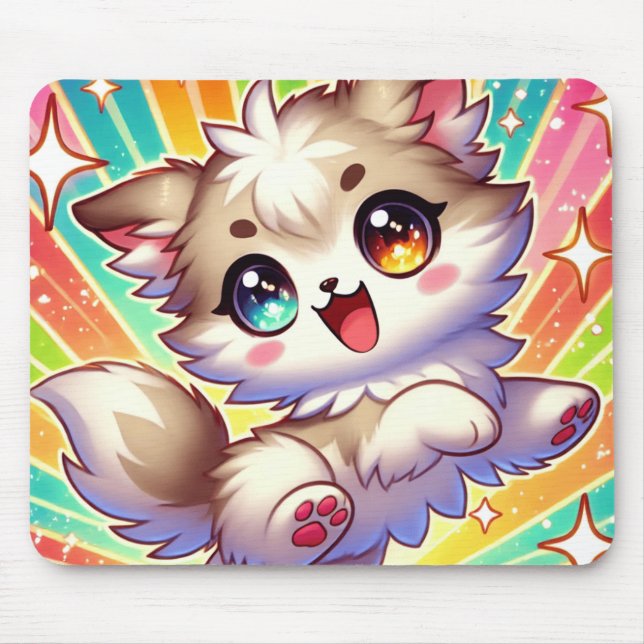 Playful Anime Pet Full of Joy Mouse Mat (Front)