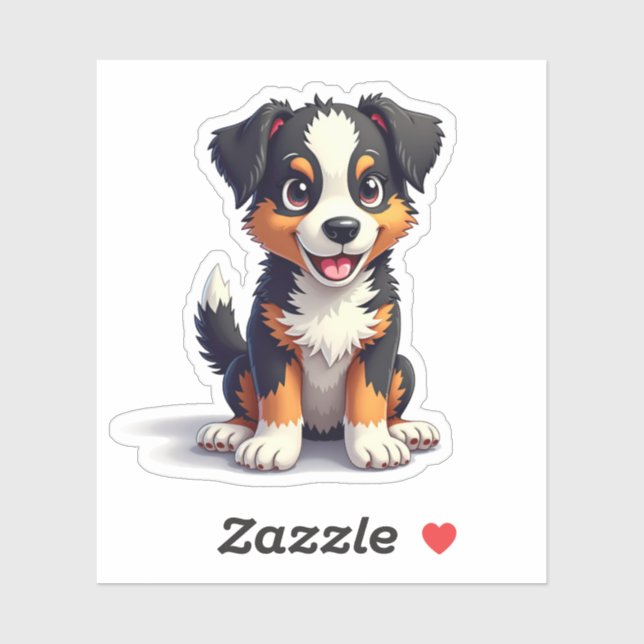 Playful Australian Shepherd Pup, 3D Cute Charm, (Sheet)