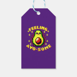 Playful Avocado Pixel Art 'Feeling Avo-some' 8-Bit Gift Tags