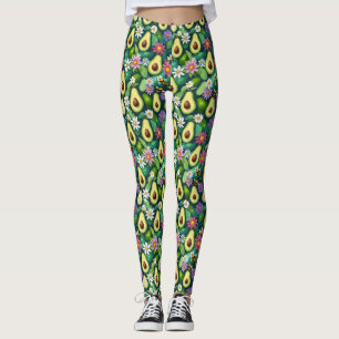 Playful Avocados With Bees and Flowers Leggings