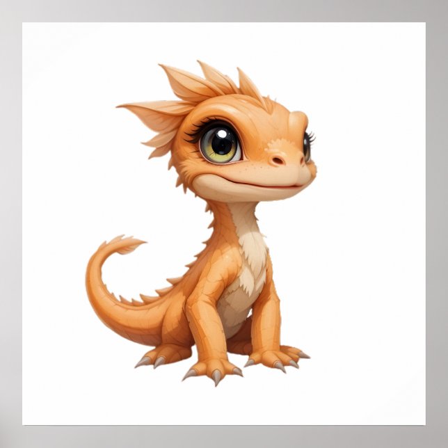 Playful Baby Dinosaur Canvas – Kids' Room Poster (Front)