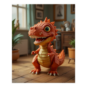 Playful Baby Dinosaur Poster