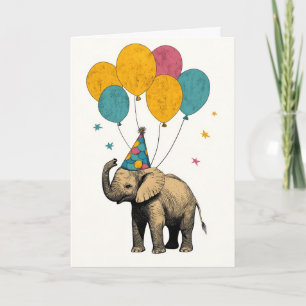Playful Baby Elephant Birthday Greeting Card