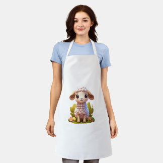 Playful Baby Goat Meadow T-Shirt Apron