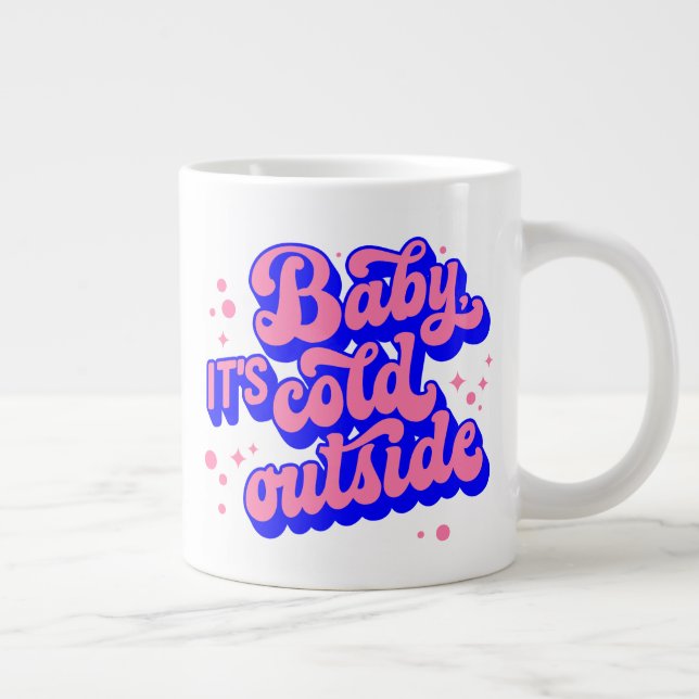 Playful Baby, It’s Cold Outside Winter Design Large Coffee Mug (Right)
