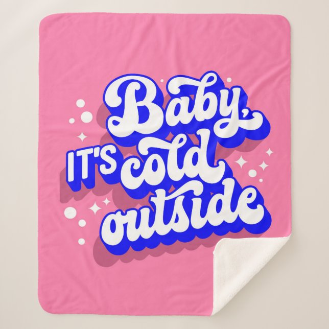 Playful Baby, It’s Cold Outside Winter Design Sherpa Blanket (Front)