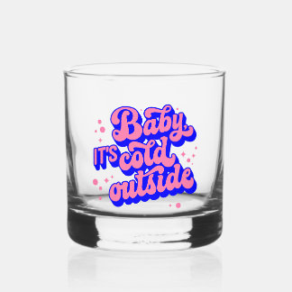 Playful Baby, It’s Cold Outside Winter Design Whiskey Glass