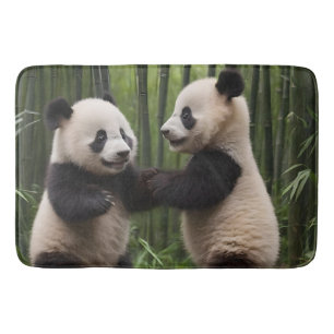 Playful Baby Pandas In A Bamboo Forest, Bath Mat